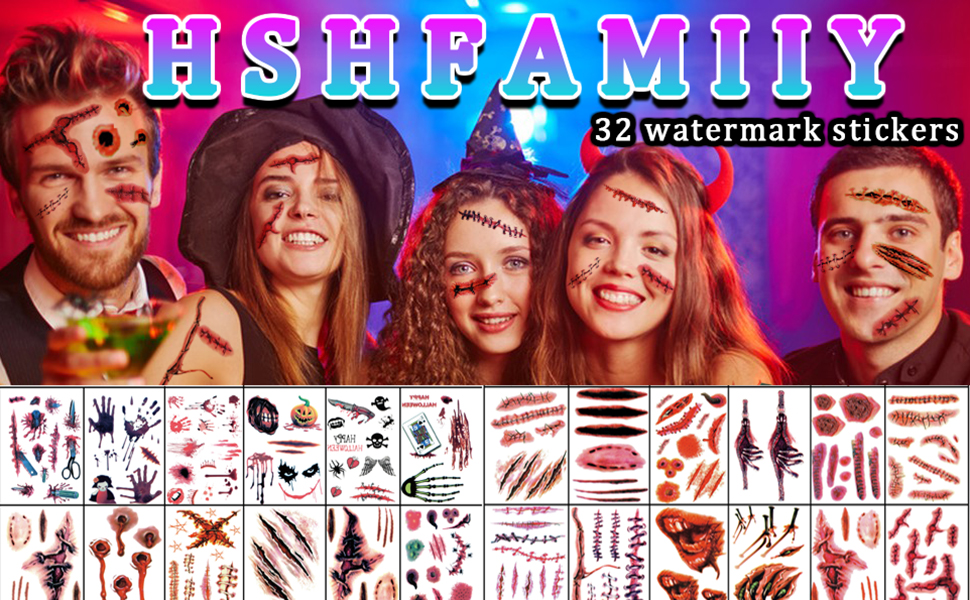 320 Pcs Halloween Tattoos,Temporary Zombie Tattoos, 30