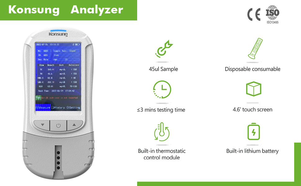 Konsung 6 in 1 Analyzer for Cholesterol, Uric Acid, Trigly Cerideuric