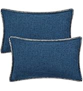 decorUhome Decorative Outdoor Throw Pillow Covers 12x20 Set of 2, Lumbar Linen Farmhouse Pillow C...