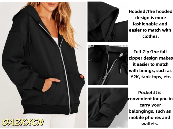 Womens Jackets Fall,Vintage Zipper Oversized Loose Fit