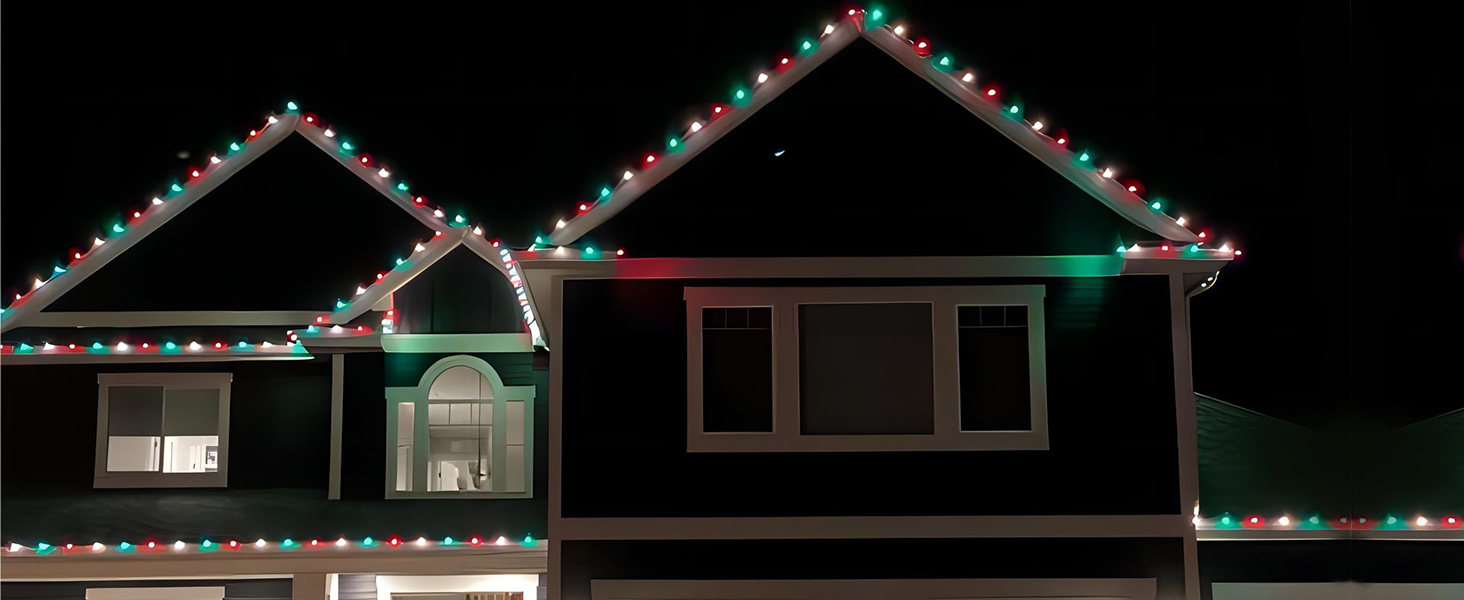 25FT Red Green White Christmas Lights,Multicolor LED C7 Christmas