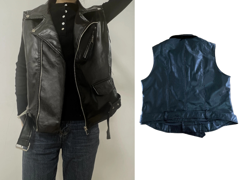 cft. big pocket skirt vest 新品未使用タグ付 Streetwear Women Vest Sheepskin Coat Moto Biker Sleeveless