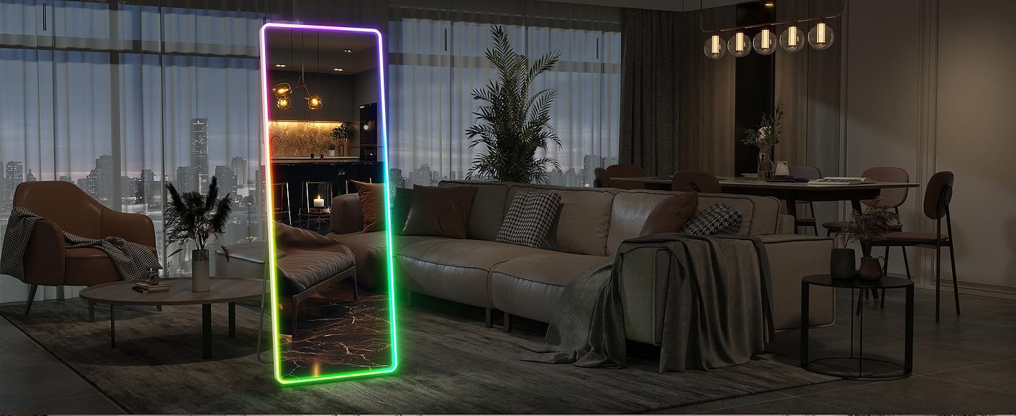 Hasipu 61"x20" LED Full Length Mirror with Stand, Full Body