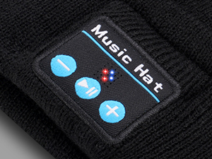 beanie with headlamp and bluetooth headpiece earpiece