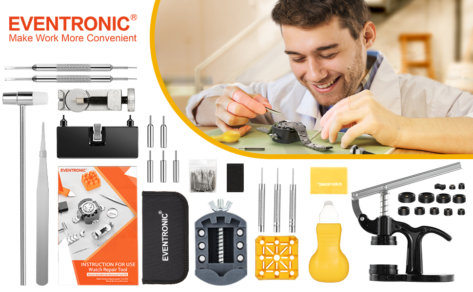 Eventronic Combination of Watch Repair Kit & Watch Press, Watch Tool Kit with Watch