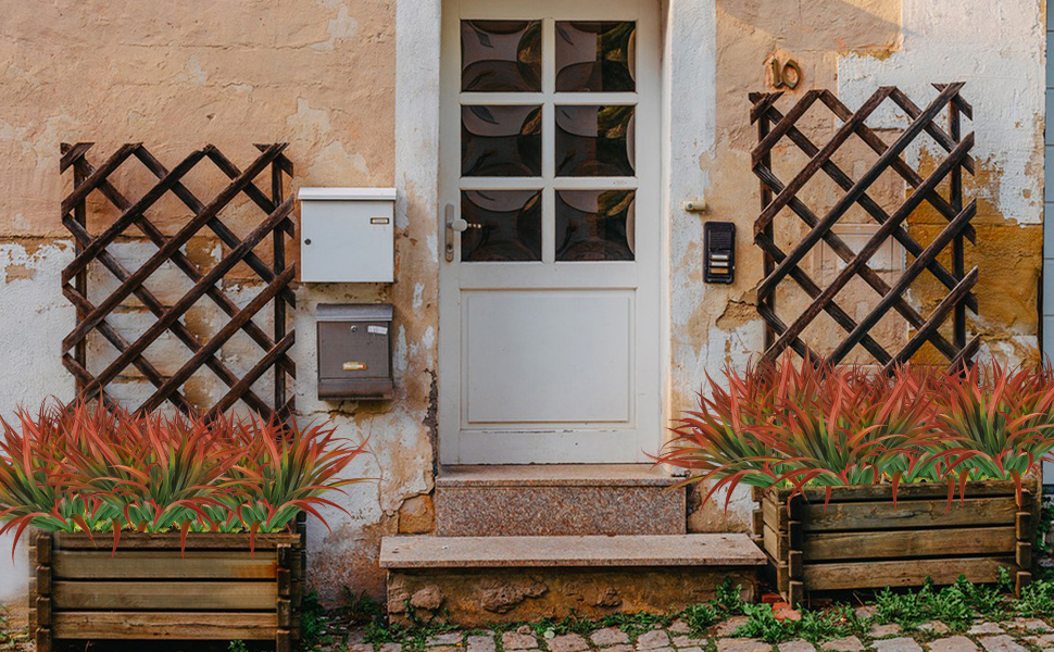 12 Pcs Fake Plants UV Resistant Artifici... 11 Artificial Outdoor Plants, UV Resistant Fake Tall Grass