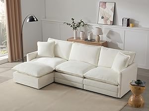 three chairs and one ottoman combine an oversized L shaped sectional couch