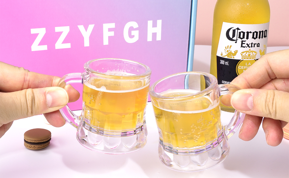 ZZYFGH Mini Plastic Beer Mugs, 2 Oz Mini Beer Glasses Shot