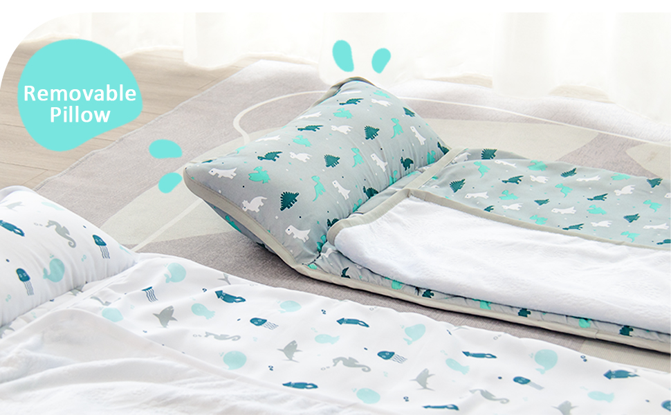 Toddler Nap Mat with Pillow and Blanket 50" x 21" x 1.5