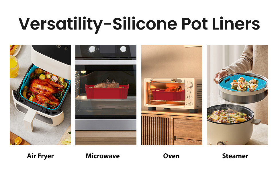 Redfly Air Fryer Silicone Liners, 9.3 Inch Square Airfryer