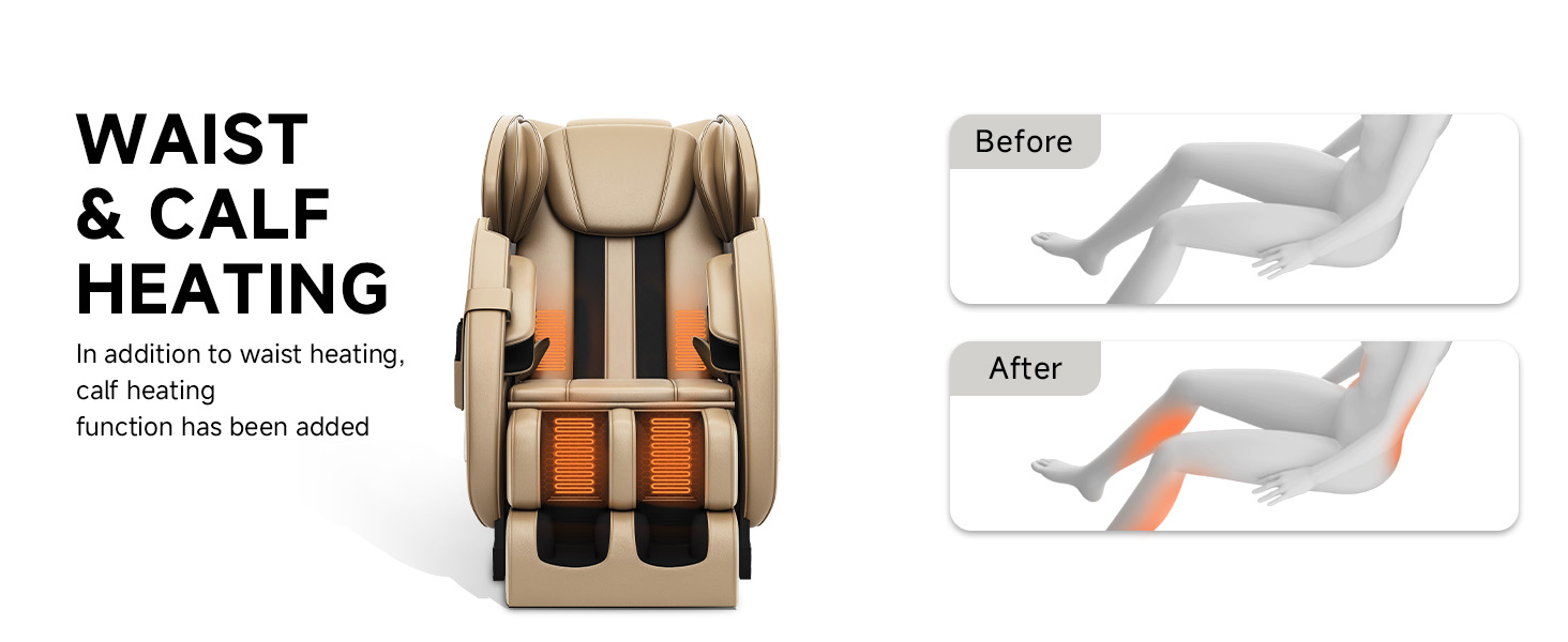 Massage chair waist and calf heating