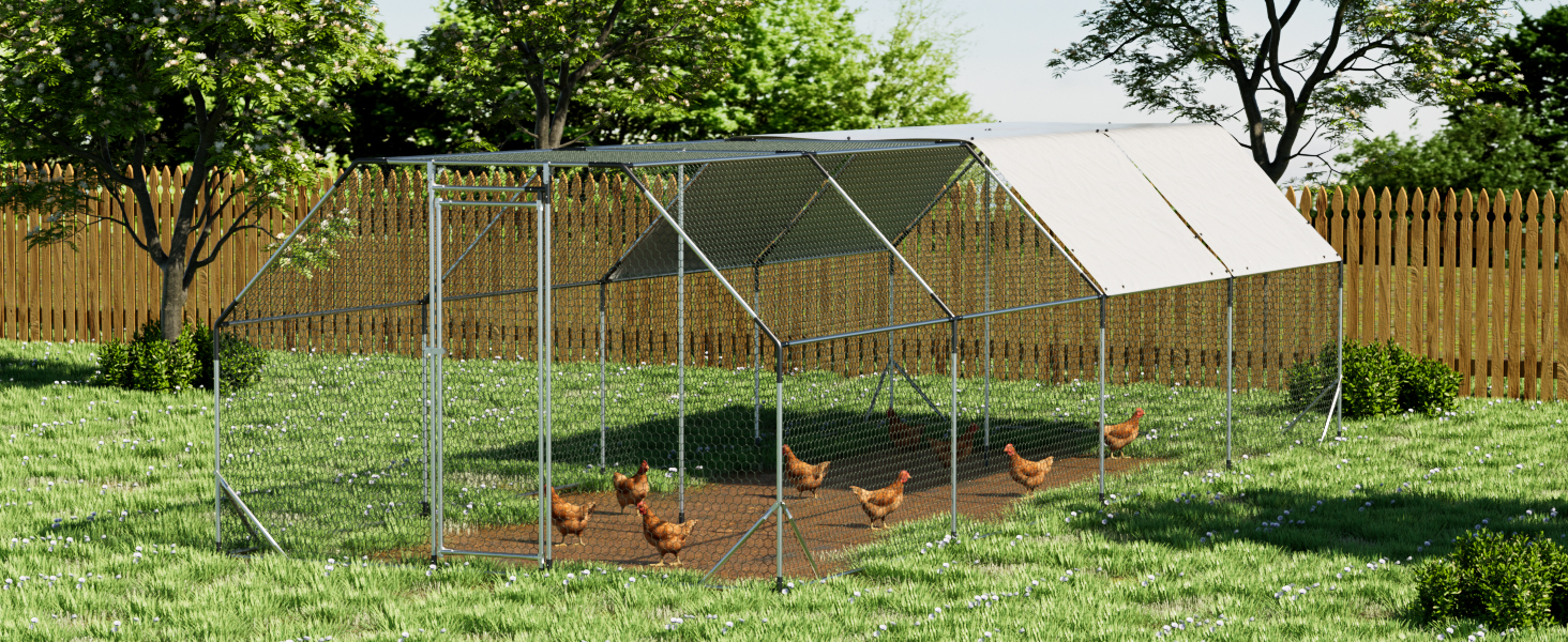 OUYESSIR Outdoor Metal Chicken Coop, Large Walkin Chicken