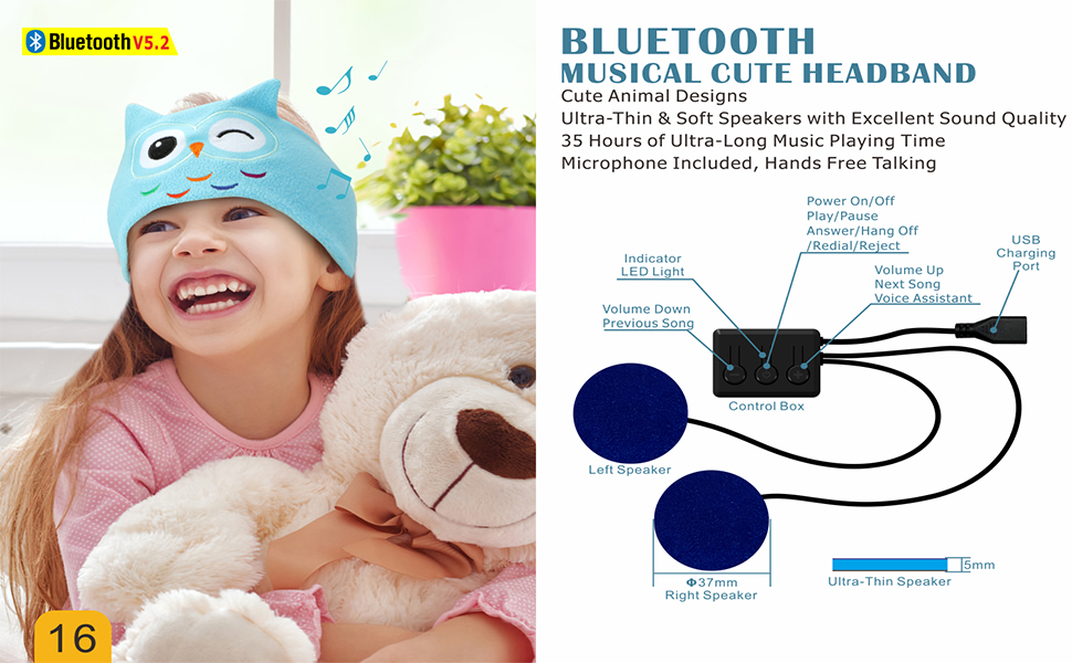 PTBGLV Original Kids Headphones Headband Wireless, wireless
