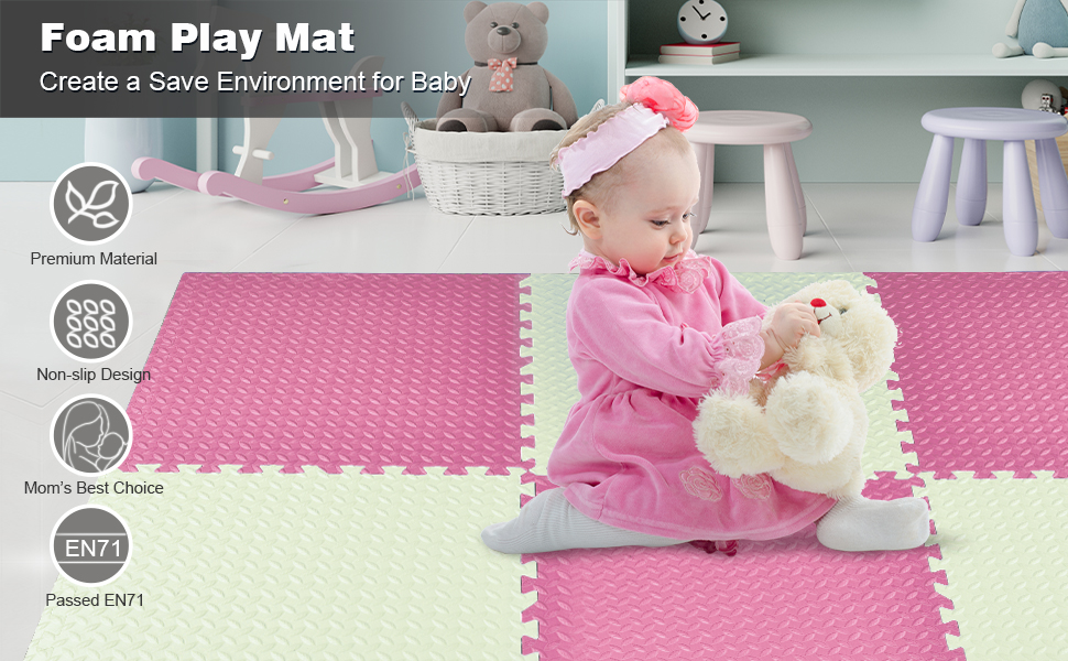 Eastsun Baby Foam Play Mats Interlocking Playmat (50x50cm) Thick Soft