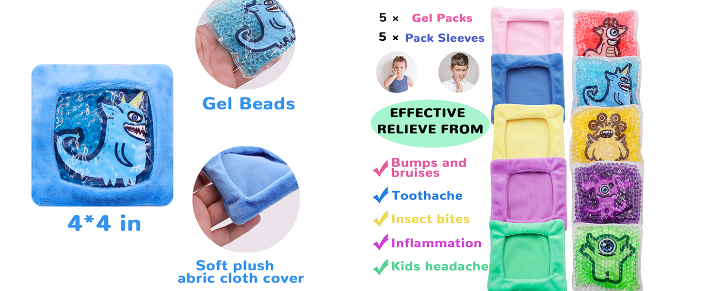 Kids Ice Packs, Boo Boo Gel Ice Packs, Hot Cold Kids Ice Pack