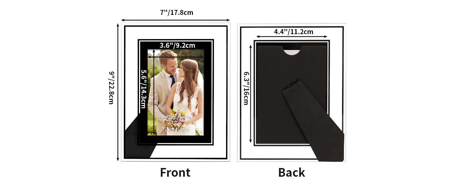 PHAREGE 4 Pack 4x6 Glass Picture Frames Black, 4 by 6