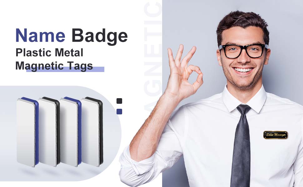 KASTWAVE Name Tag, Badge Holder for Clothes, Metal