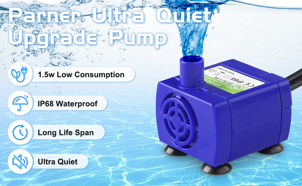 Parner Cat Water Fountain Pump, Pet Water Dispenser Water Pump for