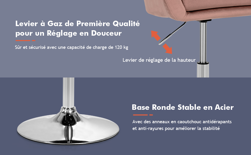 Giantex COSTWAY Chaise Pivotante En Velours, Fauteuil De Bureau Réglable En H... 11 Chaise d'appoint Pivotante en Velours Moderne