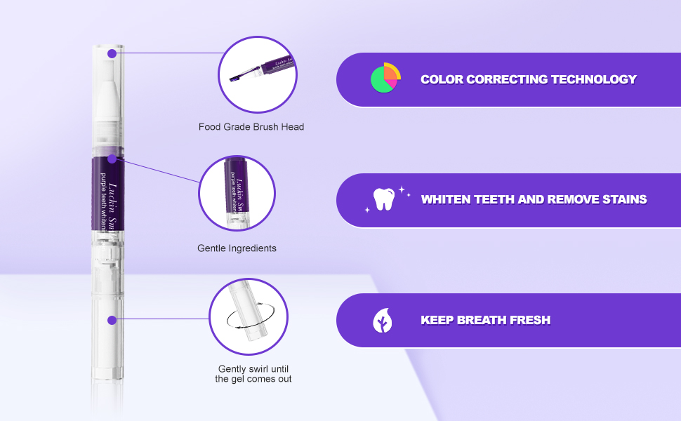 Purple Teeth Whitening Pen,4 PCS Purple Toothpaste for