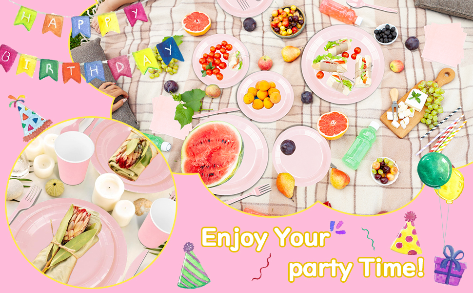 Pink party tableware set