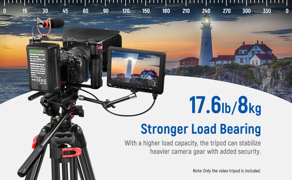 NEEWER 74" Pro Video Tripod with Fluid Head, Heavy Duty Aluminum Tripod