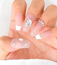 手作りネイルチップ ストーン付き Amazon | Sethexy 手作りネイルチップ ロングコフィンチップ