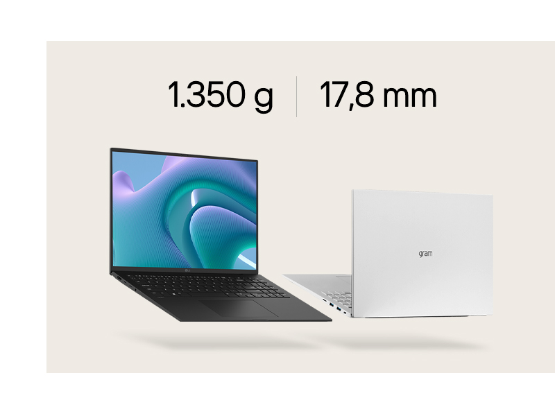 Mit 1.350g Gewicht und 17.8mm ist das LG gram 17 hauchdünn passt somit in jedes Leben 