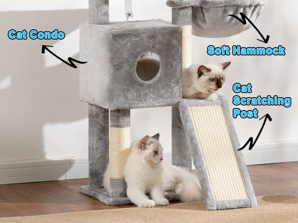 Hey-brother Cat Tree, 110 CM Cat Tower for Indoor Cats