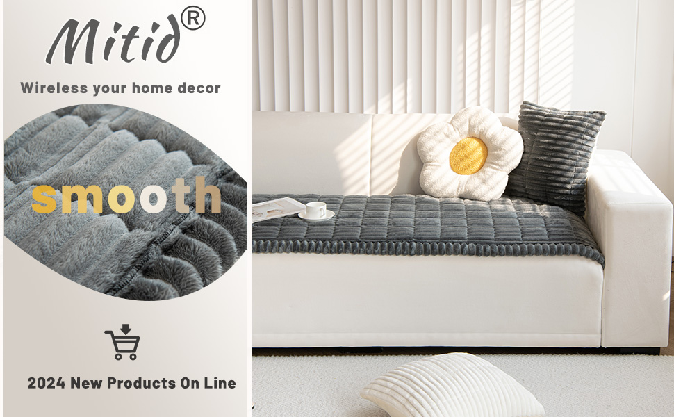 Mitid Sofa Cover Fuzzy Couch Cover for Pet, Couch Cover for