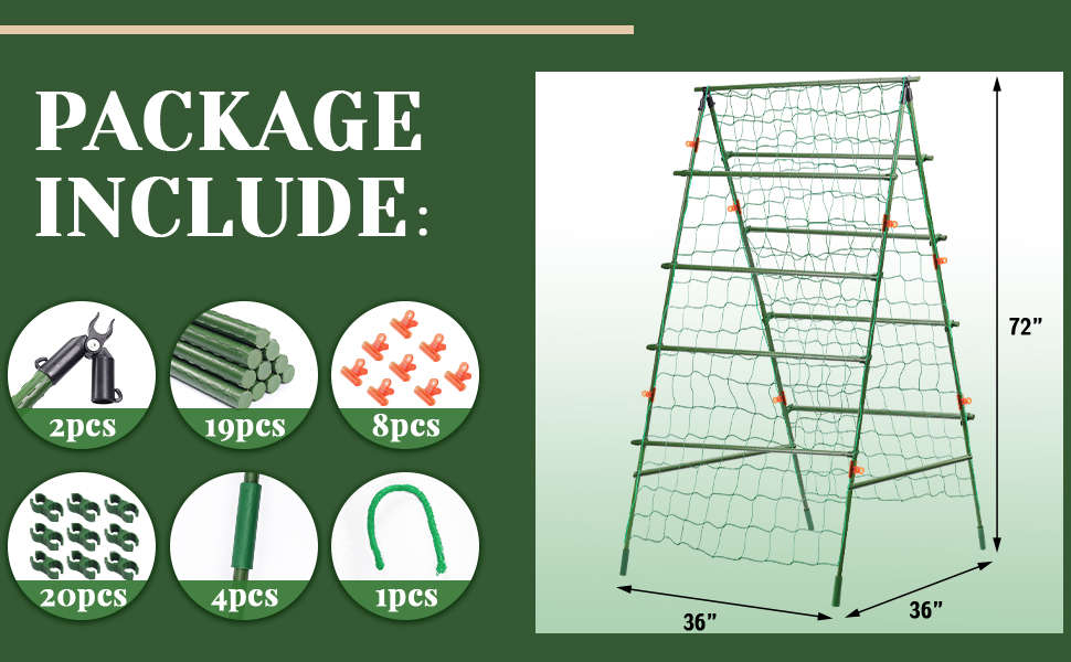 72" H x 36" L Cucumber Trellis for Garden A Frame Garden Trellis for Climbing