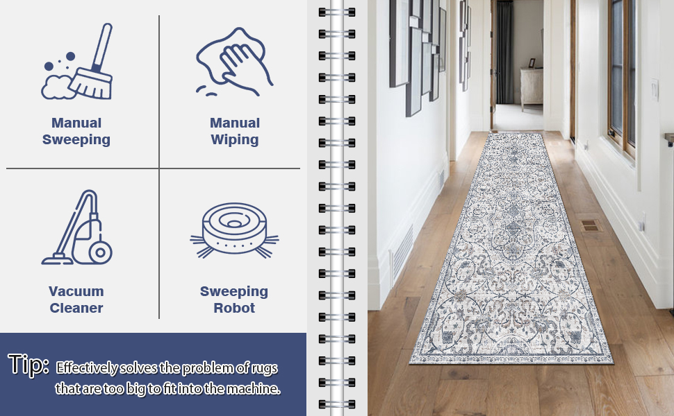 【Machine Wash Free】 2' x 6' Waterproof PVC Hallway Runner