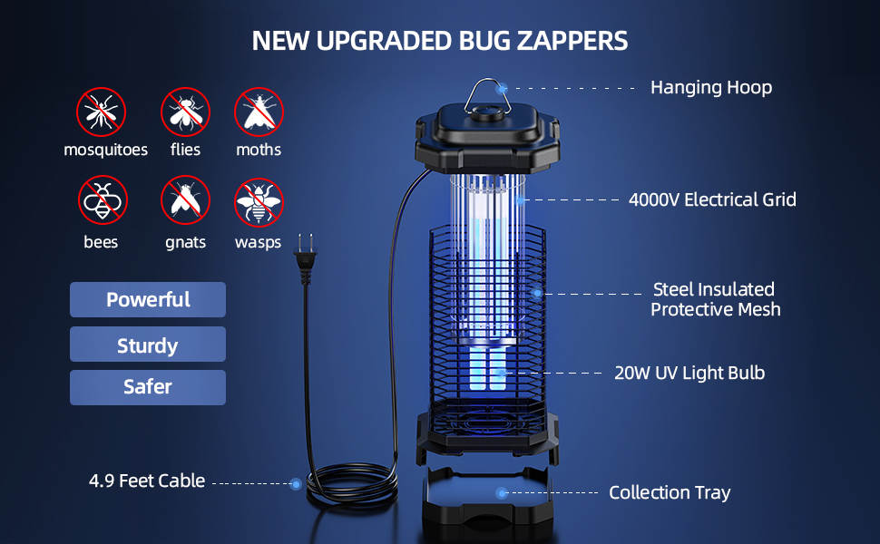 Minimoon Bug Zapper Outdoor 4000V Electric Mosquito Zapper