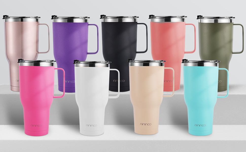 mininoo 40 oz Tumbler with Handle and Straw, Insulated