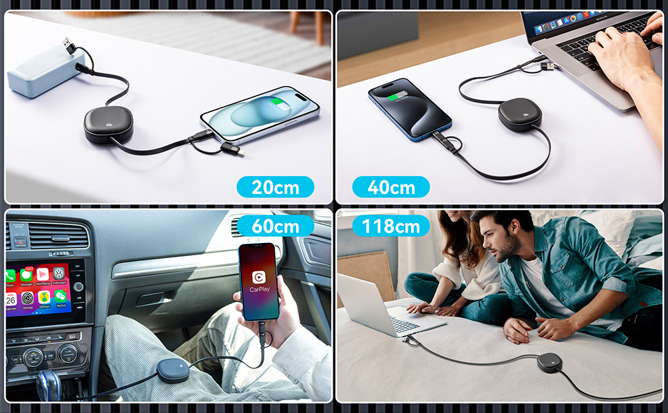 retractable travel charger multi usb c to lightning cable usbc to iphone charging cable iwatch