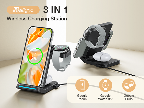 Amazon.com: 3 in 1 Foldable Wireless Charger for Google