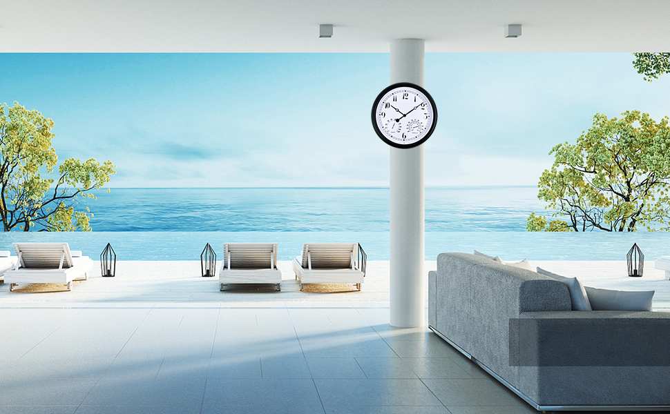 15 Inch Indoor/Outdoor Waterproof Wall Clock, Outdoor Clock
