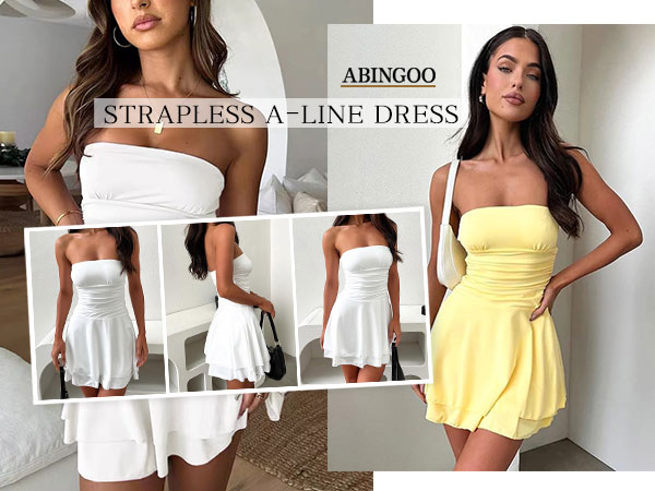 [BIBYSEOB] 韓国☆SLEEVELESS MINI DRESS Amazon.com: ABINGOO Women Strapless Tube Mini Dress Sexy