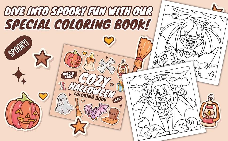 Cozy Halloween Coloring Book for Teens and Adults