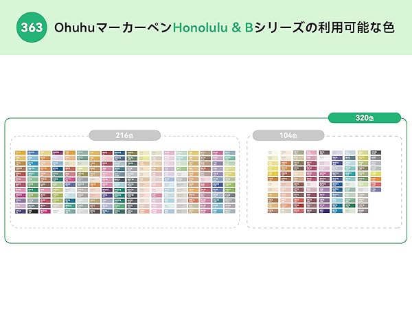 Amazon | Ohuhu マーカーペン 筆タイプ 320色 プロ愛用 イラスト