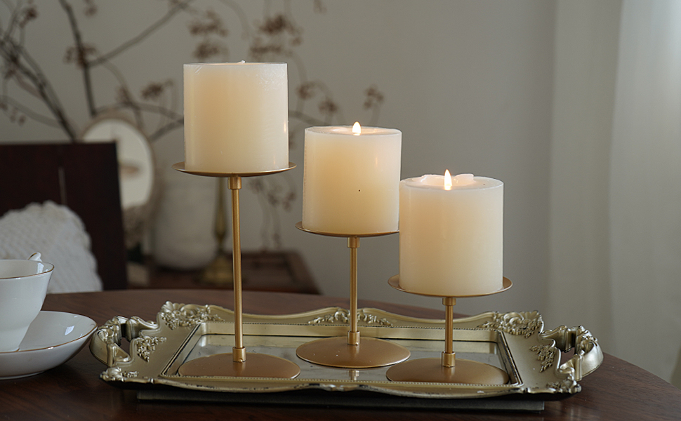 Candle Holders for Pillar Candles, Set of 12 Gold