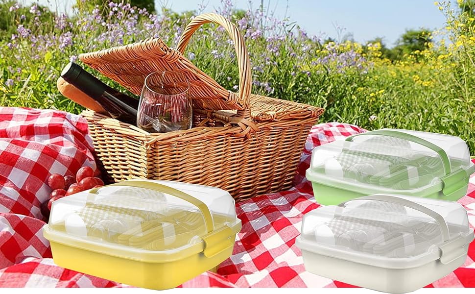 33 Piece Plastic Picnic Set for Camping Outdoor with Carry