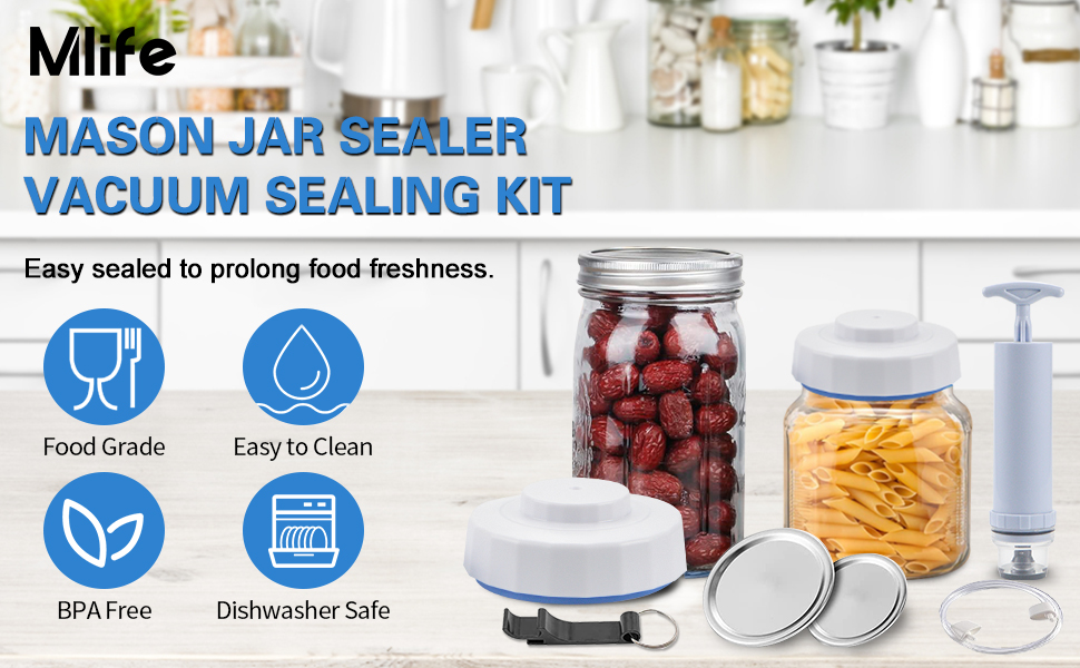 Mason Jar Vacuum Sealer, Vacuum Sealing Kit for Wide Mouth