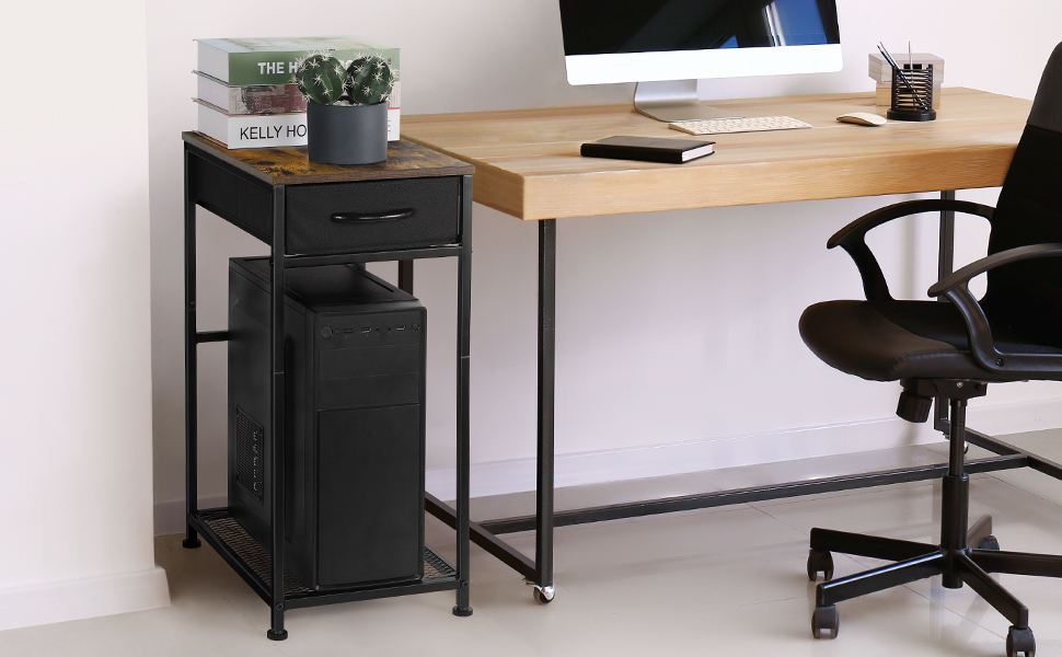 Computer Tower Stand PC Tower Stand with Storage Drawer Mobile CPU