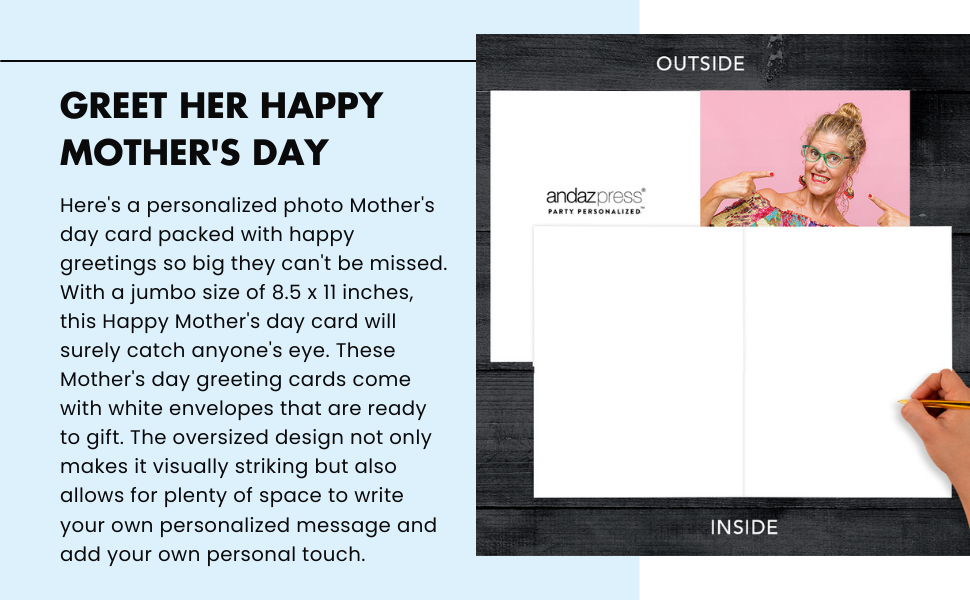 Andaz Press 8.5"x11" Photo Personalized Mothers Day Card