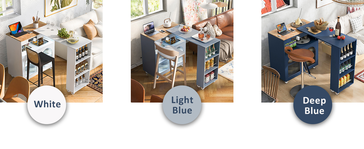 SutnMou Kitchen Island On Wheels with Extended Table