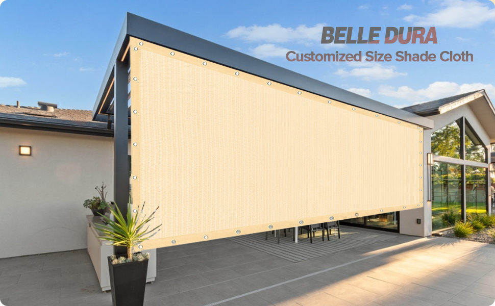 BELLE DURA Custom Size 6'X18' Shade Cloth 90 Blockage Heavy Duty Pergola Shade