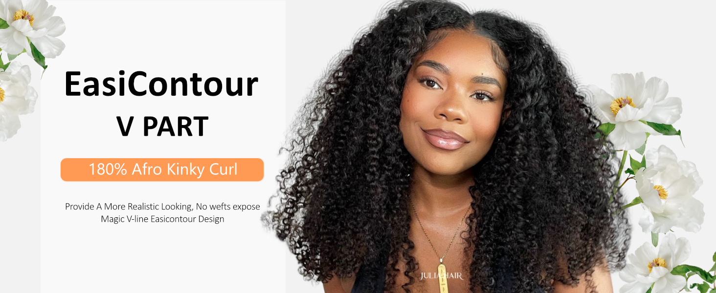 Julia Hair 12A Easicontour V Part Human Hair Wig Kinky