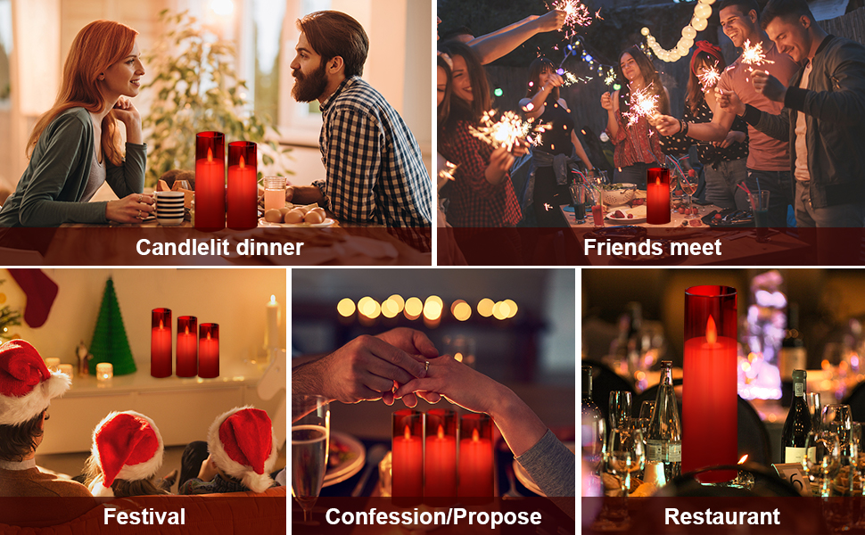 Acrylic Led Red Candle Set
