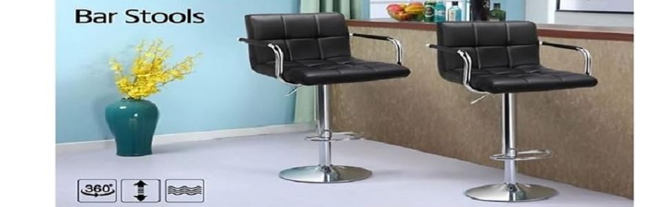 Set of Two PU Leather Bar stools with Armrests